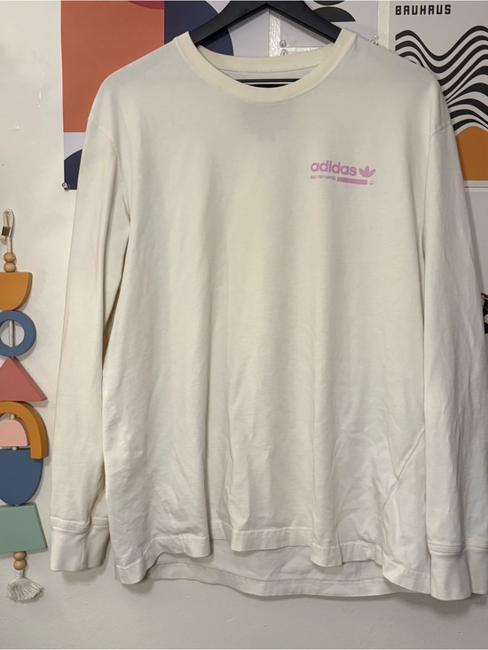 adidas Other - adidas Cream Tee with Pink Trefoil Logo